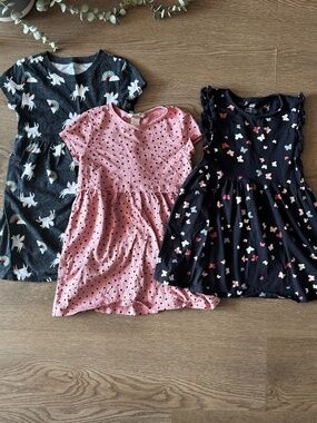 Girls Dress Bundle Size 5T 5/6 Old Navy H&M 3 Dresses Unicorn Butterfly Pink